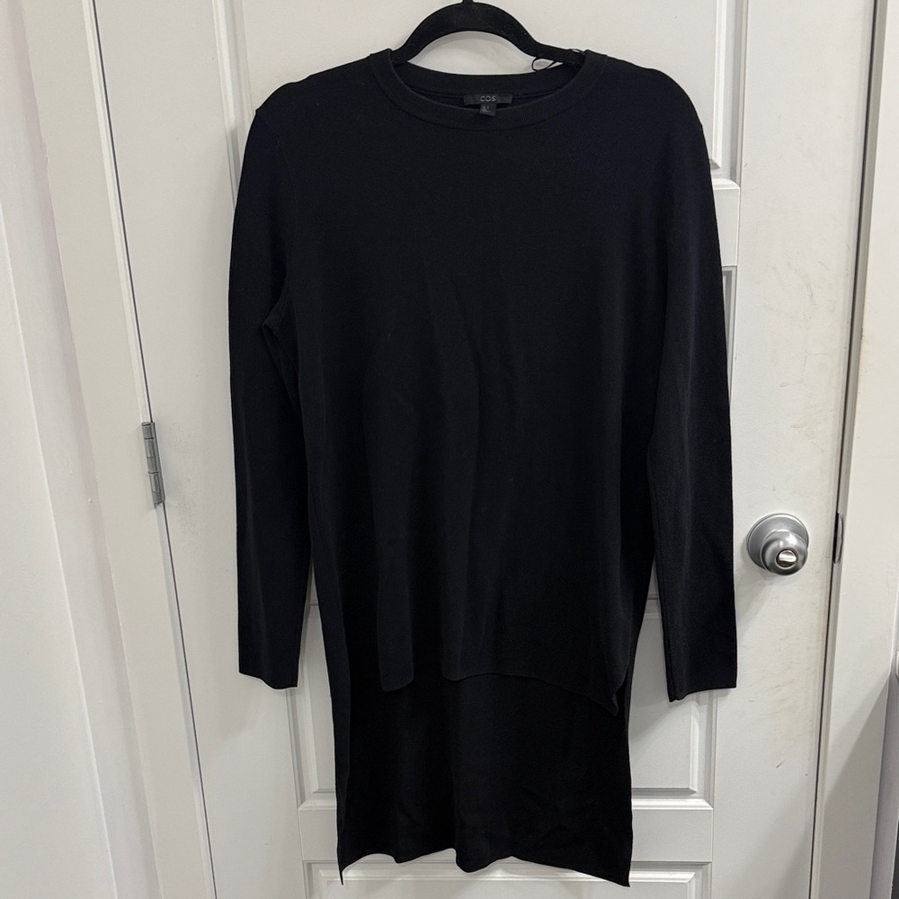 COS Black Long Sleeve High Low Long‎ Sleeve Tunic Top